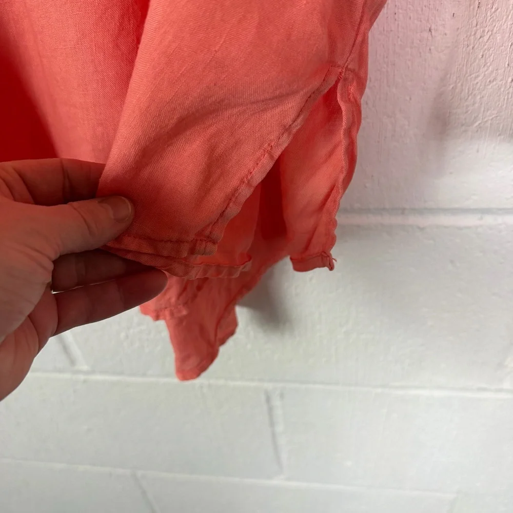 Sigrid Olsen Popover Tunic 100% Linen Roll Tab Sleeves‎ Beach Coastal Earthy 1X - Picture 7 of 15